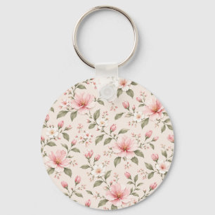 Chaveiro Flor de Cerejeira Rosa Suave Padrão Floral Sem Cos