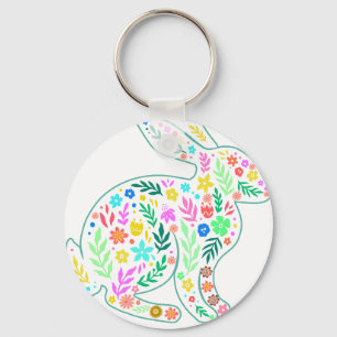 Chaveiro flor de coelho, retrô, vintage