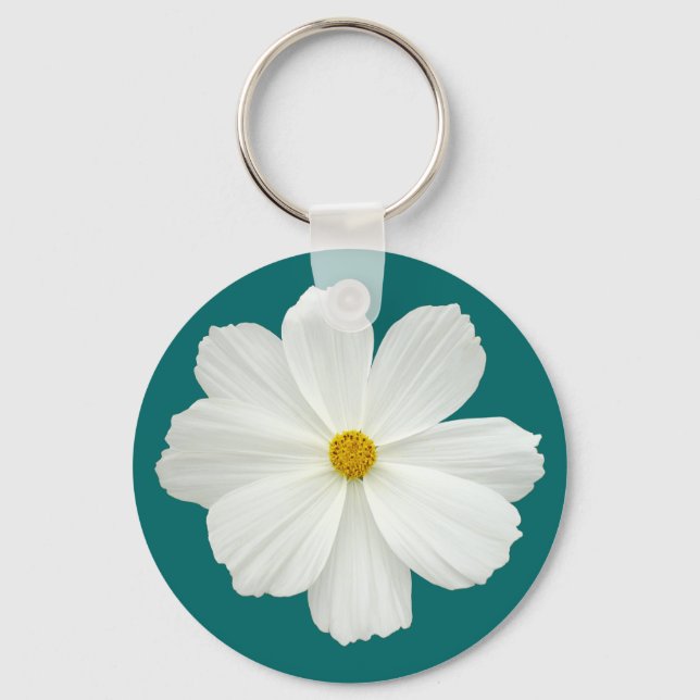 Chaveiro Flor de Cosmos Branco (Frente)
