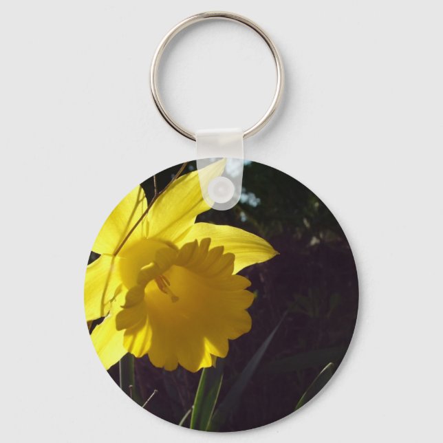 Chaveiro flor de daffodil amarelo à luz do sol (Frente)