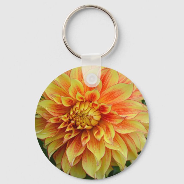 Chaveiro Flor de dália laranja e amarela (Frente)