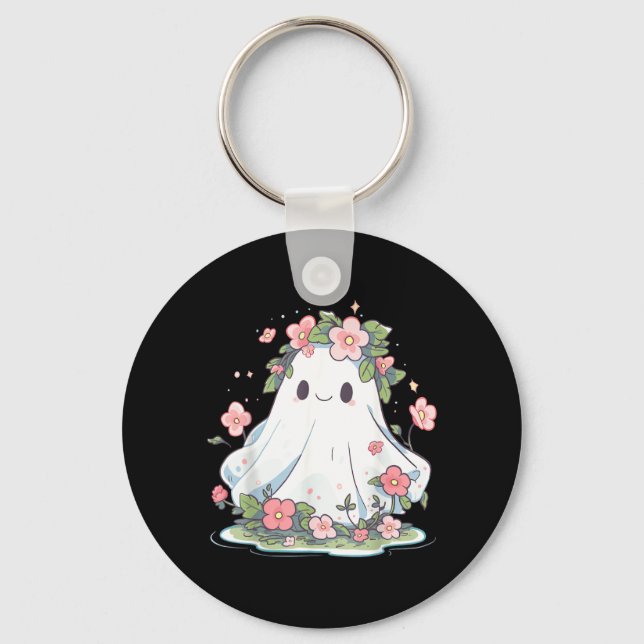 Chaveiro Flor de Fantasma de Halloween Mulheres Meninas Hal (Frente)