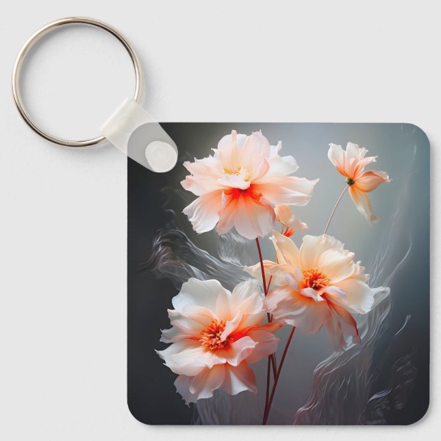 Chaveiro Flor de Florescimento Abstrato Elegante Névoa (Frente)