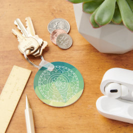 Chaveiro Flor de Harmonia de Inspiração Mandala Amarelo Ver