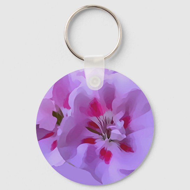 Chaveiro Flor de Hibisco Roxo Abstrata Violeta Rosa (Frente)