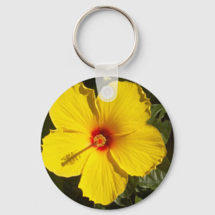 Chaveiro Flor de Hibiscus Amarelo