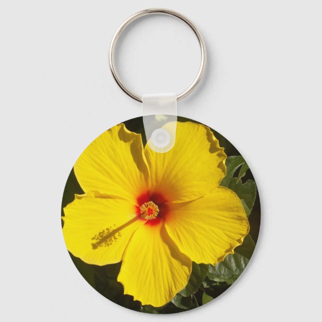 Chaveiro Flor de Hibiscus Amarelo (Frente)