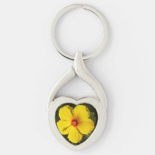 Chaveiro Flor de Hibiscus Amarelo