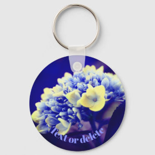 Chaveiro Flor de Hydrangea Azul Vivido Personalizado