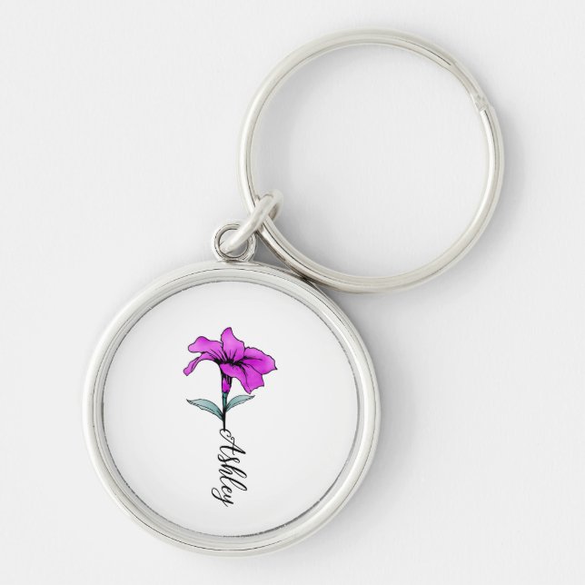 Chaveiro Flor de lírio Rosa Personalizado (Frente)