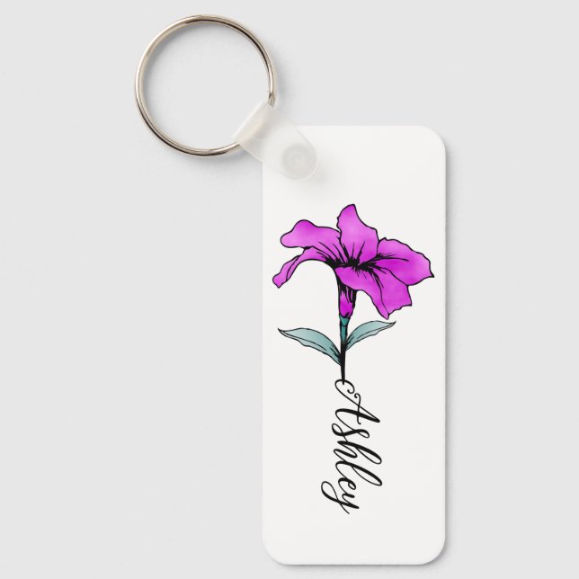 Chaveiro Flor de lírio Rosa Personalizado (Frente)