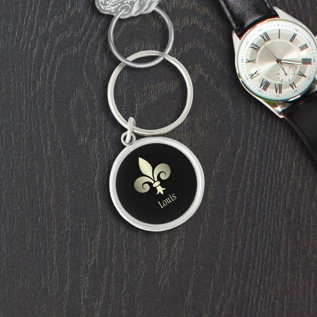 Chaveiro Flor de Lis Monograma Dourado (Fleur de Lis Gold Monogram Keychain)