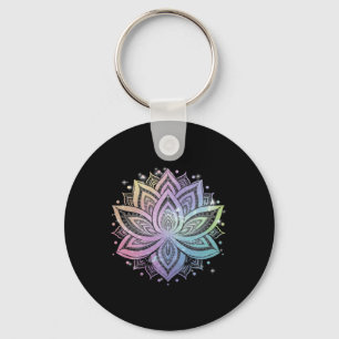 Chaveiro Flor de Lótus Arco-Íris Boêmio Ioga Flor de Lótus
