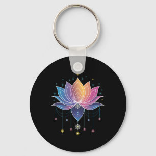 Chaveiro Flor de Lótus Arco-íris Boêmio Ioga Flor de Lótus