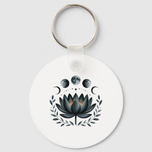 Chaveiro Flor de Lótus Fases da Lua Zen Amante de Yoga Espi