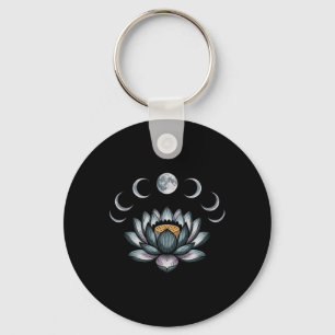 Chaveiro Flor de Lótus Fases da Lua Zen Amante de Yoga Espi