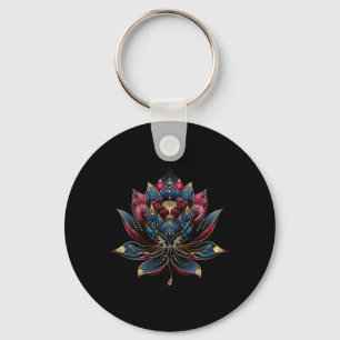 Chaveiro Flor de Lótus Vintage Budismo Zen Japonês Yoga _3