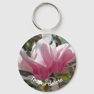 Chaveiro Flor de Magnólia Rosa Personalizada