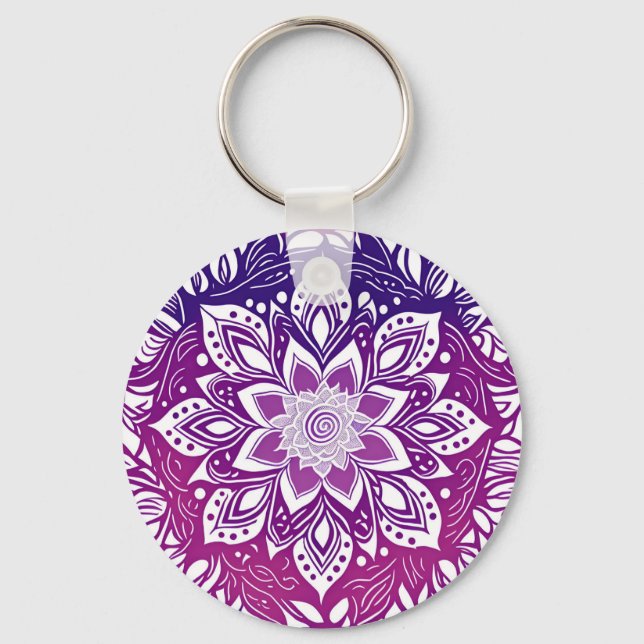 Chaveiro Flor de Mandala Roxo (Frente)