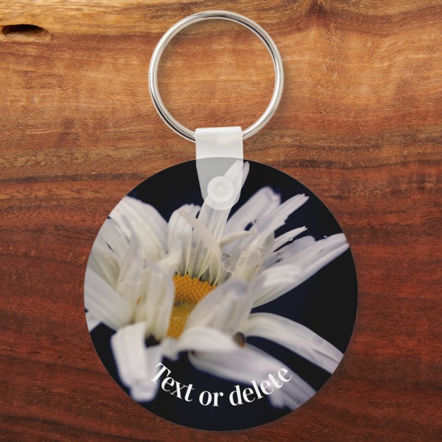 Chaveiro Flor de margarida branca personalizada (Frente)