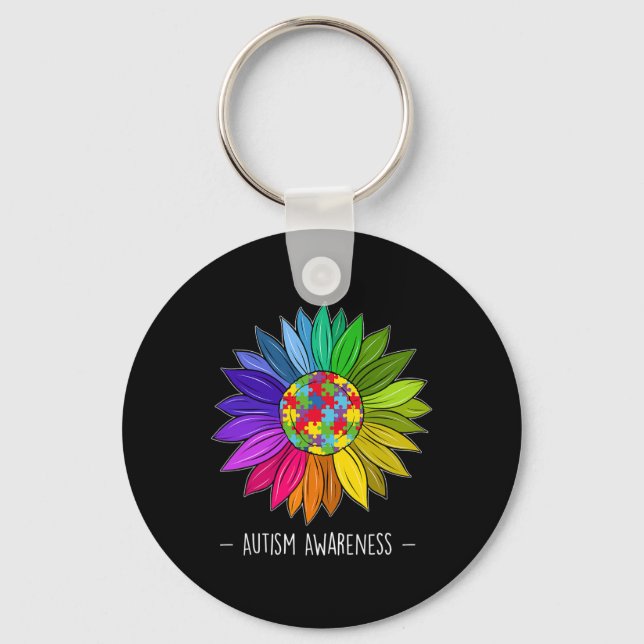 Chaveiro Flor de Margarida Conscientização do Autismo para  (Frente)