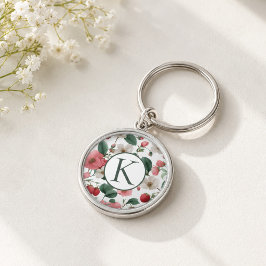 Chaveiro Flor de Mirtilo com Monograma Personalizado 