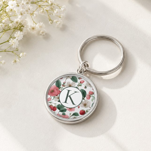 Chaveiro Flor de Mirtilo com Monograma Personalizado  (Criador carregado)