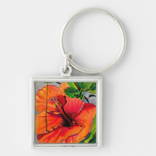 Chaveiro Flor de Neon Hibiscus Tropical (Frente)