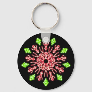 Chaveiro Flor de néon vermelha e verde