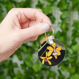Chaveiro Flor de Orquídea Amarela Botânica Tropical