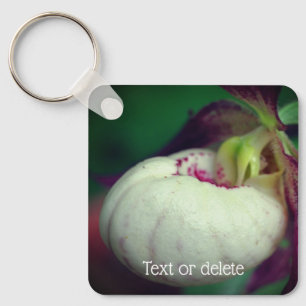 Chaveiro Flor de Orquídea Branca Slipper Personalizada