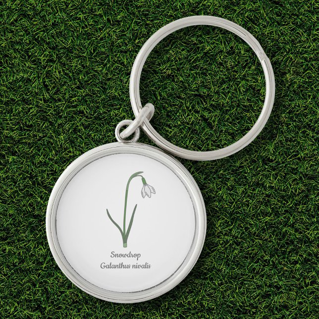 Chaveiro Flor de Pastel de Neve Botânica (Botanical Snowdrop Flower Keychain)