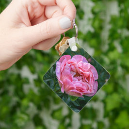 Chaveiro Flor de Peônia Rosa