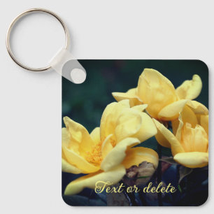Chaveiro Flor de Rosebud Amarelo Personalizado