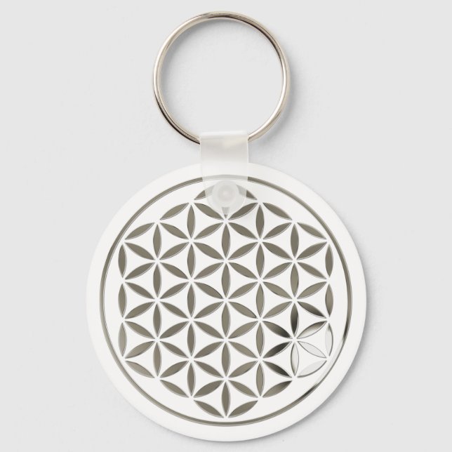 Chaveiro Flor De Vida 1 - Carimbo De Prata (Frente)