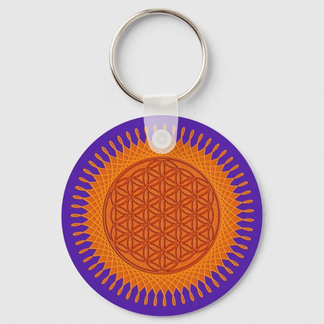 Chaveiro Flor De Vida / design ensolarado (Frente)