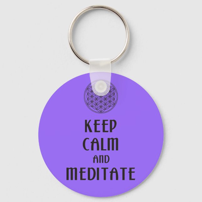 Chaveiro Flor de vida - MANTER CALM e MEDITATE (Frente)