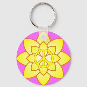 Chaveiro Flor do símbolo de paz - amarelo
