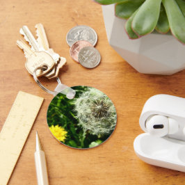 Chaveiro Flor e cabeça de semente de Dandelion