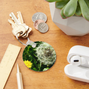 Chaveiro Flor e cabeça de semente de Dandelion