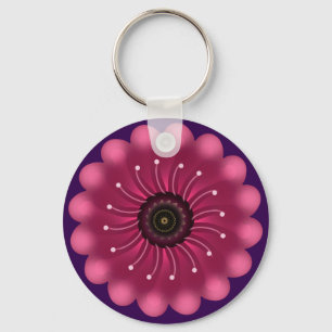 Chaveiro Flor Fantasia Rosa Brilhante   Floral Neon Abstrat