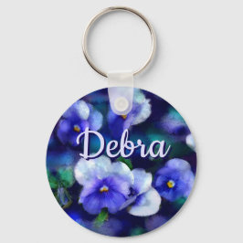 Chaveiro Flor Floral de Flores Azul Personalizado