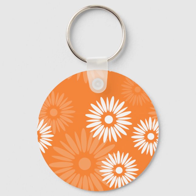 Chaveiro Flor fofo cor de laranja-laranja minimalista (Frente)