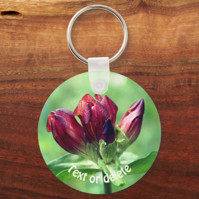 Chaveiro Flor Gentiana Vermelha Personalizada (Frente)