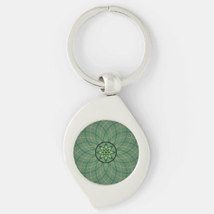 Chaveiro Flor Geométrica Verde Floresta