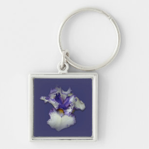 Chaveiro Flor Íris Branca e Azul