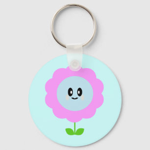 CHAVEIRO FLOR KAWAII FOFO ROSA AZUL