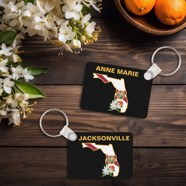 Chaveiro Flor Laranja do Estado de Sinalizador da Flórida P (Criador carregado)