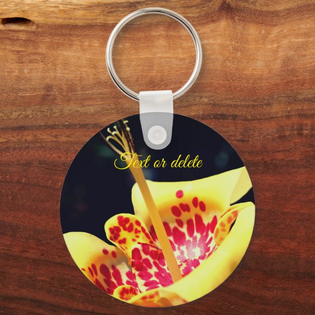 Chaveiro Flor Lilar Amarelo Personalizado (Frente)