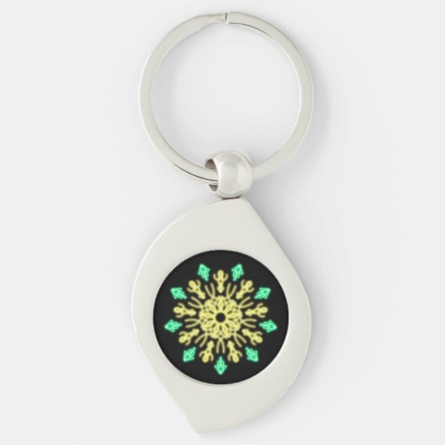 Chaveiro Flor néon amarela e verde (Frente)
